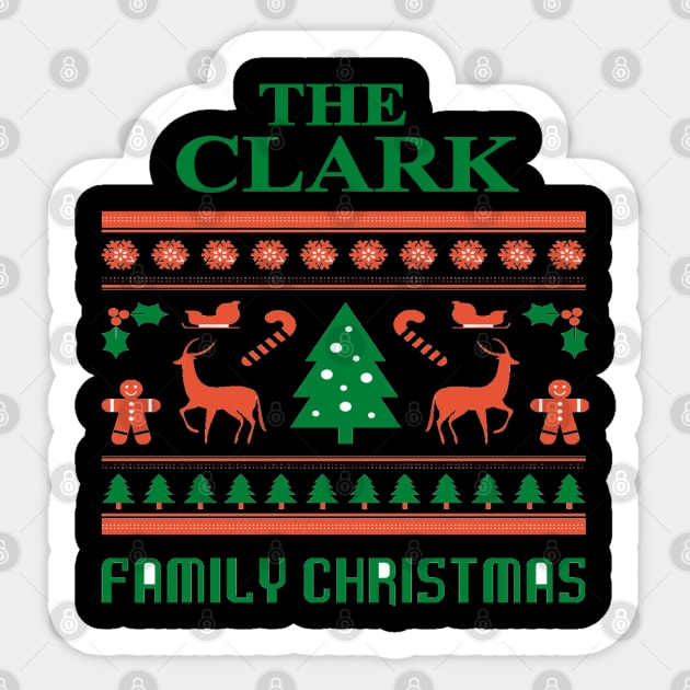 Family Christmas - Groovy Christmas CLARK family, Family Christmas T-shirt, Pjama Sticker by DigillusionStudio